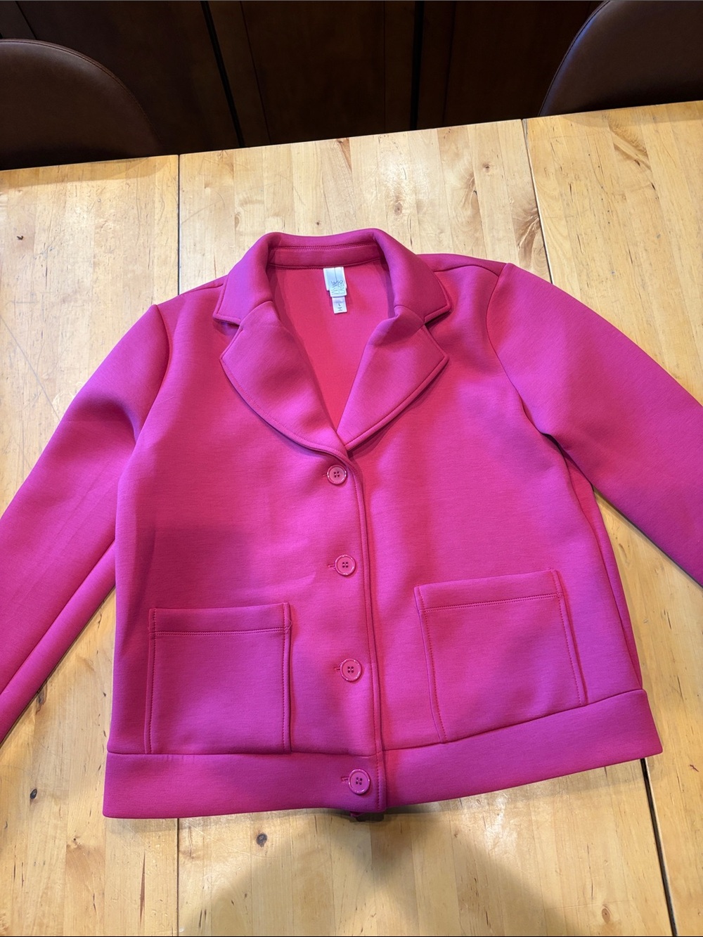 WynneLayers Scuba Knit Button-Down Jacket Pink